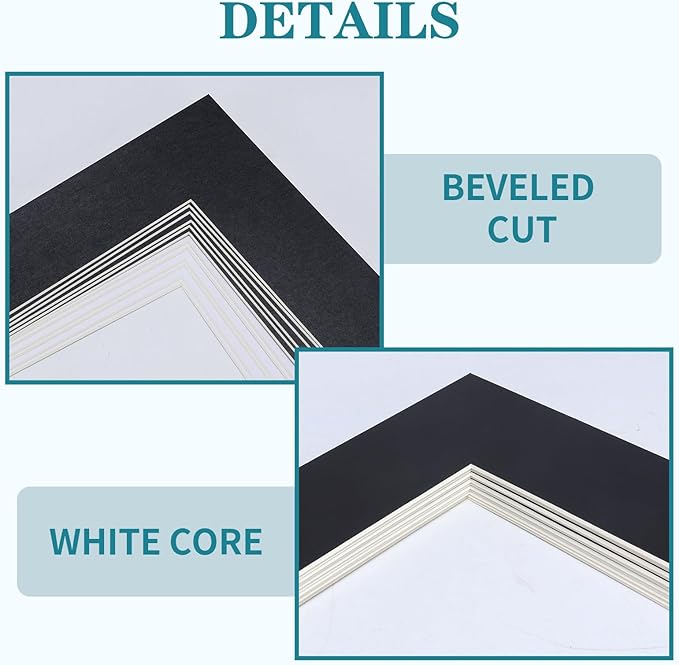 ZBEIVAN 12 Packs White and Black Colors 11x14 Picture Frame Mats for 8.5x11 Photos, Artworks and Prints, White Core Bevel Cut Frame Mattes