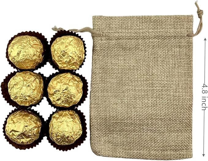 Palmhomee Pack of 25 Burlap Gift Bags with Drawstring Linen Jewelry Pouches Wedding Hessian Jute Bags for Birthday and Treat Pouches Party Wedding Favors Gift (4x5.6 Inch, Pink)