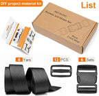 2" Heavy-Duty Buckle & Straps Set: 6-Pack Side Release Plastic Buckles, 6 Yards of Thick Nylon Webbing, 12 Tri-Glide Slide Clips, No Sewing Required (2" Combo Set)