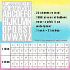 Bemeol Letter Stickers 1560 Pieces 30 Sheets Stick on Vinyl Letters Capital Alphabet Sticker Letter for Craft Bulletin Boards Classroom Home Business Decor(White,1 Inch,2 Inch)