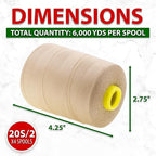 Mandala Crafts 4 Pack of Serger Threads Cones Spools - 20S/2 24000 Yards Polyester Natural Threads for Sergers Machine and Overlock Quilting Sewing Machine