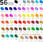 ABEIER Acrylic Paint Set, 56 Colors (2oz/60ml), Matte Finish, Waterproof, Rich Pigments, Non-Toxic Paints for Painting on Canvas Crafts Wood Ceramic, Fabric Ideal for Beginners and Students