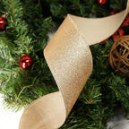 CT CRAFT LLC Glitter Wired Ribbon 2.5" x 10 Yards Gold (Champagne Gold) for Christmas Home Decor Bow Gift Wrapping DIY Crafts Wreath