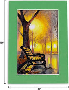 8x10 Mat Bevel Cut for 5.5x8.5 Photos - Acid Free Bright Green Precut Matboard - For Pictures, Photos, Framing - 4-ply Thickness
