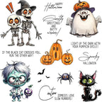 Halloween Clear Silicone stampReusable Stamp with Pumpkins, Skulls, Bats, Santa Claus, and Holiday Designs. Used for Making Cards, scrapbooks, and DIY templates (Halloween Skeleton)