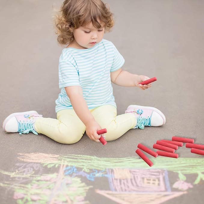40 Pcs Sidewalk Chalks for Kids Non Toxic Jumbo Chalk for Party Gift Outdoor Art Classroom Play Painting (Red)