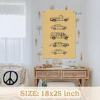 Boy Room Decor,Cars Room Decor for Boys Linen Canvas Banner,Toddler Wall Hanging Pennant Flag for Boys Kids Bedroom Dorm Nursery 18x25 Inch