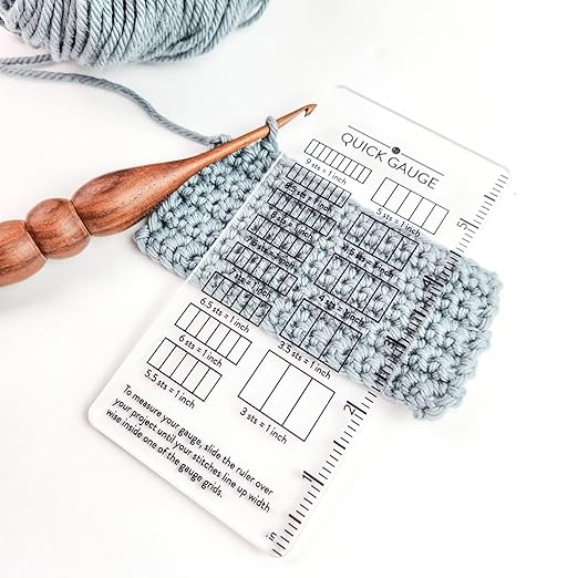 Quick Gauge Ruler, Gauge Ruler for Knitting and Crochet, Scarf Keychain Knitting No Counting Needed, Slide Sewing Rulers and Guides for Fabric Stitch Measuring Crochet Tool(1pc)