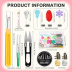 KAQRHFT 24 PCS Needle Threaders Kit, 4 Types Needle Threader with Embroidery Needles, Seam Ripper, Thread Snips, Thimble and Measuring Tape, Sewing Tool Kit for Hand Sewing