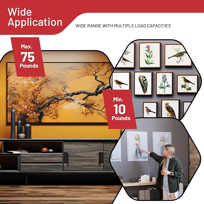 303-Piece Picture Hanging Assortment, Heavy Duty Hooks, Nails, Sawtooth, D-Rings, Wire, Level, and Metal Wall Hooks for Picture Framing and Canvas Mounting (Gold)