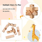Suzile 20 Pcs Wooden Brain Teaser Puzzles Small 3D Wooden Puzzles Wood Block Puzzle Logic Box Lock Mind IQ Test Removing Assembling for Adults
