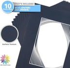 Mat Board Center, Pack of 10, 8x10 for 5x7 Dignity Blue Color Mats - Bevel Cut, Acid Free, 4-ply Thickness, White Core - for Pictures, Photos, Framing