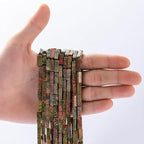 Natural Unakite Rectangle Tube Beads 4x13mm 38cm/str Loose Semi Gemstone Stone Beads for Making Bracelets Necklace Earrings