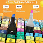 Banral Alcohol Markers Set, 120 Colors Dual Tip Alcohol Based Art Markers Pens for Artists, Permanent Drawing Markers for Adult Coloring Sketching Illustration with Case and Holders
