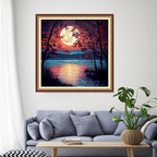 Funchey Stamped Cross Stitch Kits, DIY Cross Stitch Pattern for Adults Beginners Needlepoint Kits Embroidery Kit Arts and Crafts 11CT-Moonlight by The Lake 18x18 inch