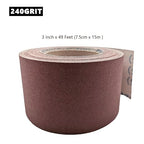 240 Grit Sandpaper Roll, 3 Inch x 49 Feet Emery Cloth Roll Aluminum Oxide Abrasive Paper Roll Continuous Sandpaper for Metalworking, Woodworker, Furniture Repair, Sanding Automotive Plumbing