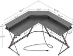SEVEN WARRIOR L Shaped Gaming Desk with LED Lights & Power Outlets, 50.4” Computer Desk with Monitor Stand, Corner Desk with Carbon Fiber Surface, Gaming Table with Hooks, Black