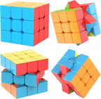 3x3 Speed Cube Stickerless with Stand & Tutorial: Magic Smooth Play, Easy Turning Puzzle Toy for Kids Adults, STEM Educational Gift