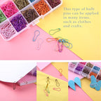 Mayboos 300 Pieces Safety Bulb Pins,10 Colors Calabash Crochet Stitch Markers, Metal Safety Pins for Knitting and DIY Project with Storage Box