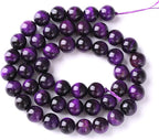 8mm 45pcs A+ Natural Purple Tiger Eye Stone Beads Round Spacer Loose Beads for Jewelry Making DIY Bracelet Necklace 15" Inch