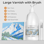 Nicpro Gloss Varnish for Acrylic Painting, 33.8oz Bottle with Pump, Non-Yellowing, Non-Toxic, Anti-Crazing, Clear Acrylic Varnish for Artist, Hobby Painter on Canvas Artwork, Wood, High Gloss Finish