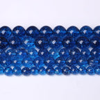 45pcs 8mm Natural Blue Crystal Crackle Quartz Stone Round Loose Beads for Jewelry Making DIY Bracelets Necklaces Energy Healing Stone Beads 15" (8mm, Blue Crackle Quartz)