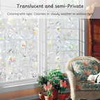 NINETREX Window Privacy Film,3D Stained Glass Window Film,Decorative Window Covering Sun Blocking Vinyl Static Cling Anti-UV Heat Control for Home Decor,Tulip 35.4 x 157.4inch