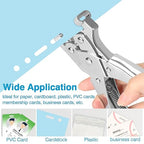 2 in 1 Badge Slot Hole Punch for ID Cards, Heavy Duty Hand Punch Metal Hole Puncher for PVC Material, Business Cards, Paper and Cardstock (5mm Round Hole &13mm X 3mm Slot Hole, Silver)