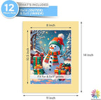 Mat Board Center, 11X14 Mix Color Mats for 8.5X11 Pictures - Acid Free, 4-Ply Thickness, White Core, Bevel Cut - for Artworks, Photos, Framing - Pack of 12