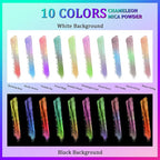 Matio Chameleon Mica Powder, 10 * 5g Chrome Powder, Pearlescent Effect Color Shift Pigment, Mica Powder Set for Epoxy Resin, Soap Candle Dye, Nail Art, Makeup, DIY Bath Bombs, Painting, Slime Pigment