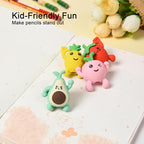 HILAZA 16Pcs Pencil Top Erasers for Kids, 3D Cute Fruit Pencil Toppers, Bulk Fun Pencil Cap Easters for School Classroom Supplies Prize Gifts Party Favors