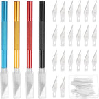 MECCANIXITY 4 Pcs Exacto Knife, Craft Hobby Knife with 40 Exacto Blades(#11) Profession Craft Knives for Crafting, Modeling, Scrapbooking (Red, Gold, Blue, Black)