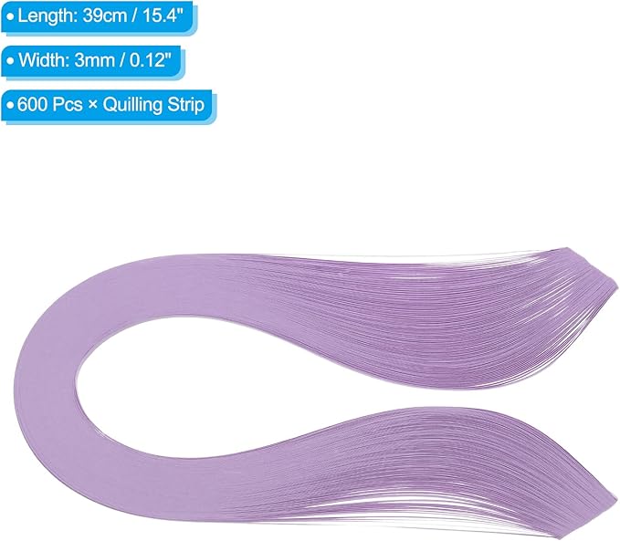 PATIKIL 600pcs Quilling Strips Paper 1/8"(3mm) 39cm Origami Paper Quilling Strip for Art DIY Hand Craft Christmas, Light Purple