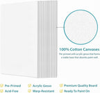 KEFF 12-Pack Bulk Canvas Boards - 11x14, Primed 100% Cotton for Acrylic, Oil, Watercolor, Tempera - Art Supplies for Adults & Kids