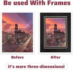 HOTUO 10 Pack Acid Free Black Picture Frame Mats, Pre-Cut 8x10 Picture Mats with Ivory Core Bevel Cut for 5x7 Photo, Signature Friendly 4 Ply Thickness Photo Mat for Frames (Black with V-Groove)