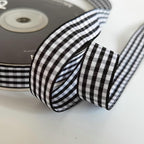 Black and White Wovon Edge Gingham Ribbon 25 Yard Each Roll 100% Polyester (5/8", Black)