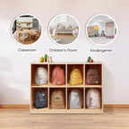 OOOK 8-Compartment Backpack Wooden Storage Cabinet - Kids Toy Storage Organizer - Bookshelf for Classroom, Playroom, Kindergarten, Living Room, Office