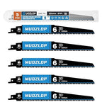 5 Pack 9 inch Reciprocating Saw Blades Set， 6 TPI High Carbon Saw Blades for Wood with Nails，Saw Blades with Organizer Case (5, 6T/9inch)
