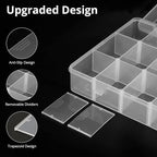 18 Grids Plastic Organizer Box with Dividers, Clear Compartment Container Storage for Beads Crafts Jewelry Fishing Tackles, Size 7.9 x 6.2 x 1.2 in
