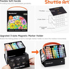 Shuttle Art Pastel Alcohol Markers Brush tip, Dual Tip Brush & Chisel Tip Art Marker Set, 50 Colors plus 1 Blender Marker Pens with Case Perfect for Illustration Students Adults Coloring Sketching