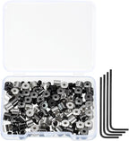 MECCANIXITY 70 Pcs Metal Locking Pin Backs, Locking Pin Keepers Locking Clasp 5mm(H) with 4 Wrench Replacement in Storage Case for Badge, Brooch, Black, Silver Tone