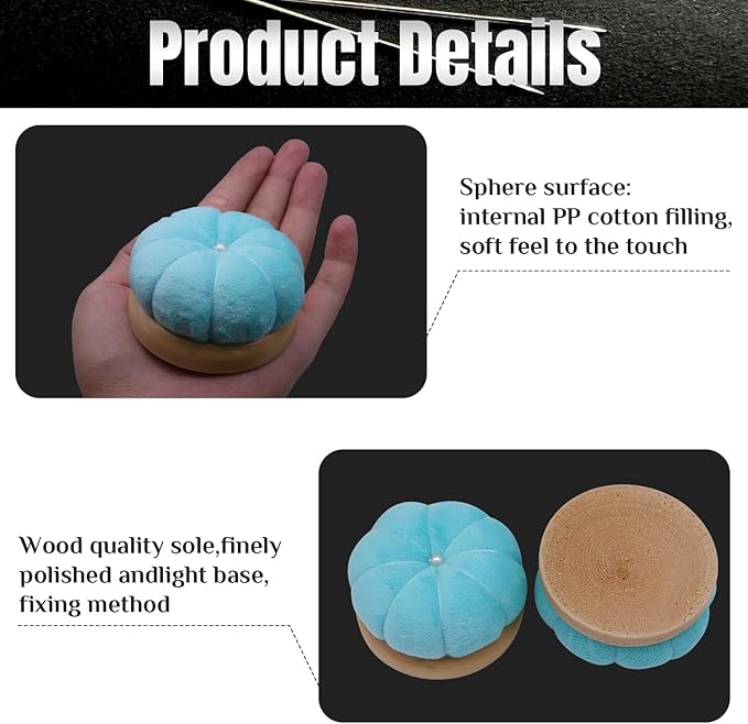 Uxney Pin Cushion,Wooden Sewing Pin Cushion Pincushion Needle Cushion for Sewing Quilting Needlework DIY Crafts(Moon Green,2 PCS)