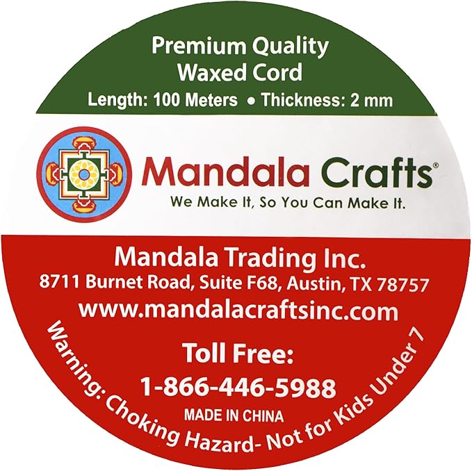 Mandala Crafts 2mm 109 Yards Yellow Cotton Waxed Cord for Jewelry Making Bracelet Cord Waxed String - Beading String Thread Jewelry Cords for Necklaces String