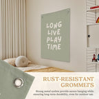 Playroom Decor,Long Live Playtime Wall Hanging Linen Banner,Sage Green Striped Wall Flag for Kids Room Nursery Playroom Decor,18x25 Inch