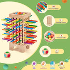 Montessori Game Wooden Board Game, 42 Colorful Wooden Sticks Dice Game Math Educational Toys for 3 4 5 6 Years Old, Fine Motor Skills Toys & Counting Toy Family Game Travel Toys Gifts for Kids