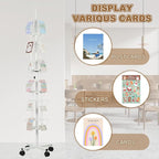 PATIKIL 2Pack 6 Tier Rotating Greeting Card Rack, Metal Spinning Greeting Card Display Stand Portable Postcard Rack Holder Organizer for Postcard Sticker Photo Desk Book Stamp, White