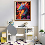 Disnesart Cross Stitch Stamped Full Embroidery Kits DIY 11CT Cotton Thread Printed DIY Needlepoint Kits Craft Needlework Set Cross-Stitch Stamped Sets-Flower Dragon 16x20 inch