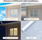 rabbitgoo Window Privacy Film with Installation Tools, Stained Glass Window Film Rainbow Prism Decorative Glass Clings for Home Decor, Static Cling Covering Sun Blocking, 17.5" x 78.7"