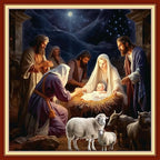 Disxvivy Cross Stitch Stamped Full Embroidery Kits DIY 11CT Cotton Thread Printed DIY Needlepoint Kits Craft Needlework Set Cross-Stitch Stamped Sets-Nativity 18x18 inch