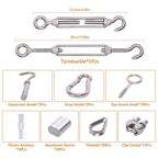 250FT 1/8" Wire Rope Kit, Vinyl Coated 304 Stainless Steel Wire Cable, 7x7 Strands 920LBS Breaking Strength, M5 Turnbuckle for Cable Wire, String Light Hanging Kit for Outdoor, Garden, Clothesline